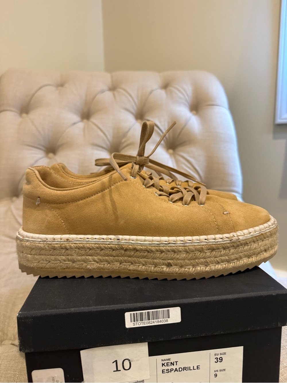 rag & bone Tan Suede Espadrille Platform Sneaker